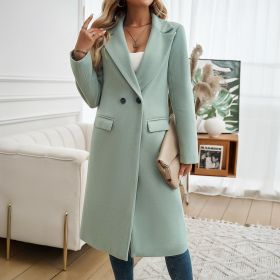 Lady Temperament Commuting Turn-down Collar Coat (Option: Bean Green-XL)